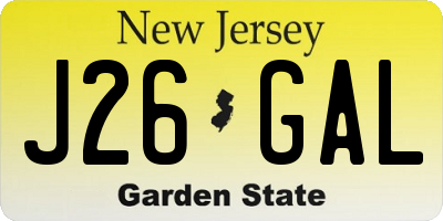 NJ license plate J26GAL