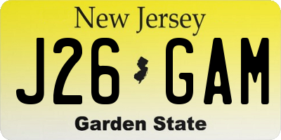 NJ license plate J26GAM