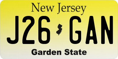 NJ license plate J26GAN