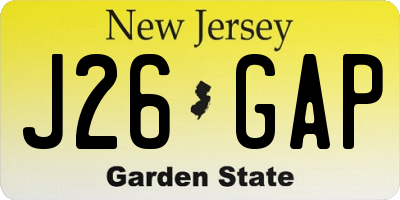 NJ license plate J26GAP