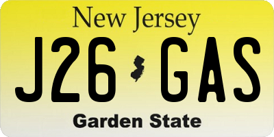 NJ license plate J26GAS