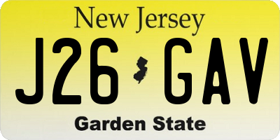 NJ license plate J26GAV