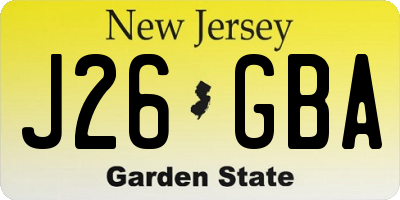 NJ license plate J26GBA