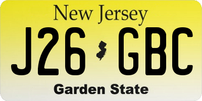 NJ license plate J26GBC