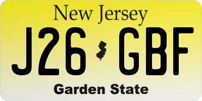 NJ license plate J26GBF