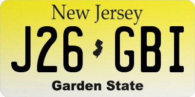 NJ license plate J26GBI