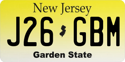 NJ license plate J26GBM
