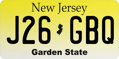 NJ license plate J26GBQ
