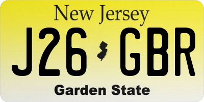 NJ license plate J26GBR