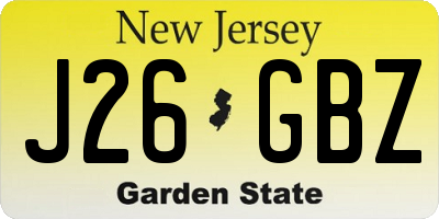 NJ license plate J26GBZ