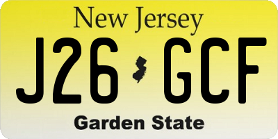 NJ license plate J26GCF