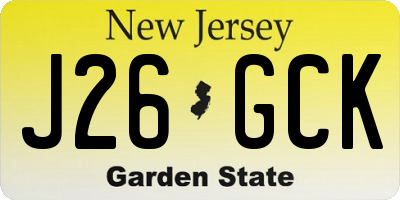 NJ license plate J26GCK