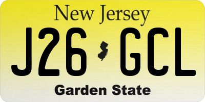 NJ license plate J26GCL