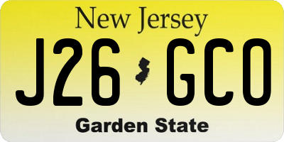 NJ license plate J26GCO