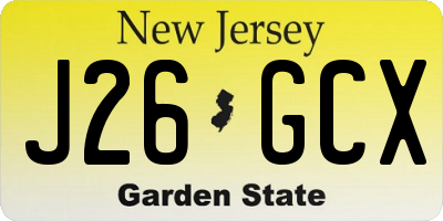 NJ license plate J26GCX