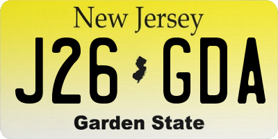 NJ license plate J26GDA