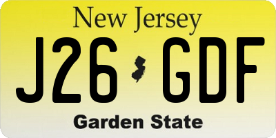 NJ license plate J26GDF