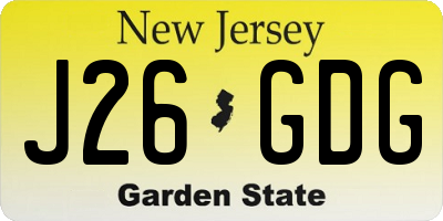 NJ license plate J26GDG