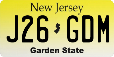 NJ license plate J26GDM