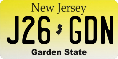 NJ license plate J26GDN