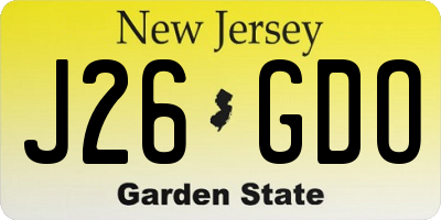 NJ license plate J26GDO