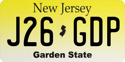 NJ license plate J26GDP