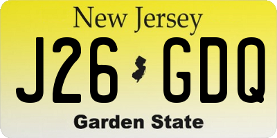 NJ license plate J26GDQ