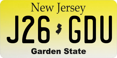 NJ license plate J26GDU