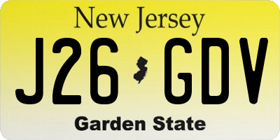 NJ license plate J26GDV
