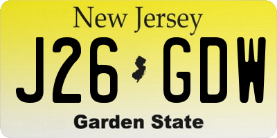 NJ license plate J26GDW