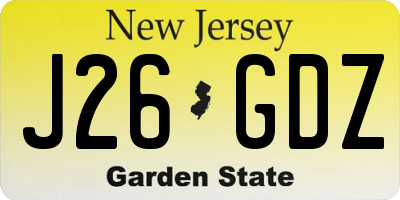 NJ license plate J26GDZ