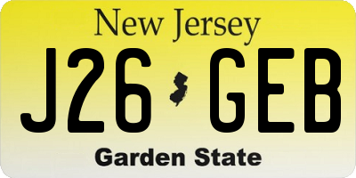 NJ license plate J26GEB