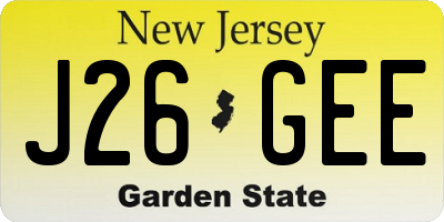 NJ license plate J26GEE
