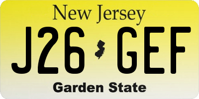 NJ license plate J26GEF