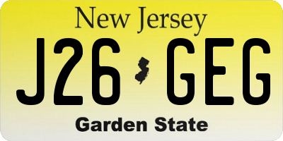 NJ license plate J26GEG