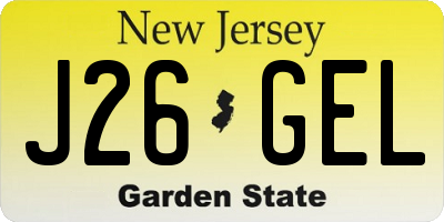NJ license plate J26GEL