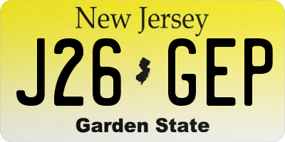 NJ license plate J26GEP