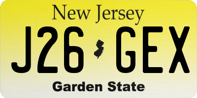 NJ license plate J26GEX