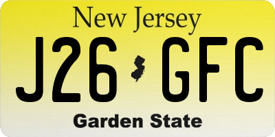 NJ license plate J26GFC