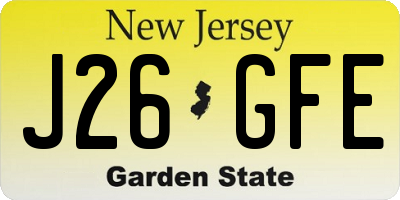 NJ license plate J26GFE