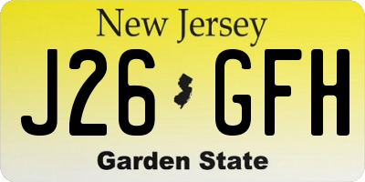 NJ license plate J26GFH