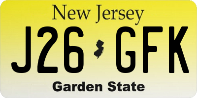 NJ license plate J26GFK