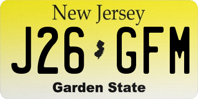 NJ license plate J26GFM