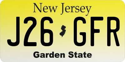 NJ license plate J26GFR