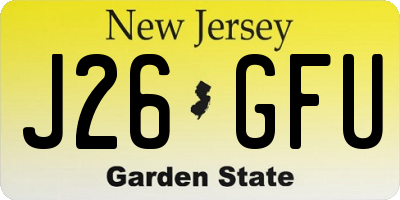 NJ license plate J26GFU