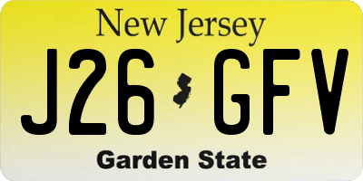 NJ license plate J26GFV