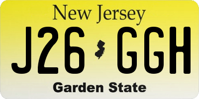 NJ license plate J26GGH