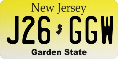 NJ license plate J26GGW