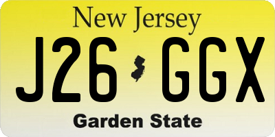 NJ license plate J26GGX
