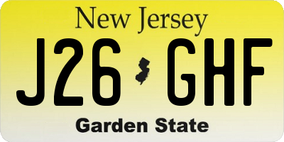 NJ license plate J26GHF